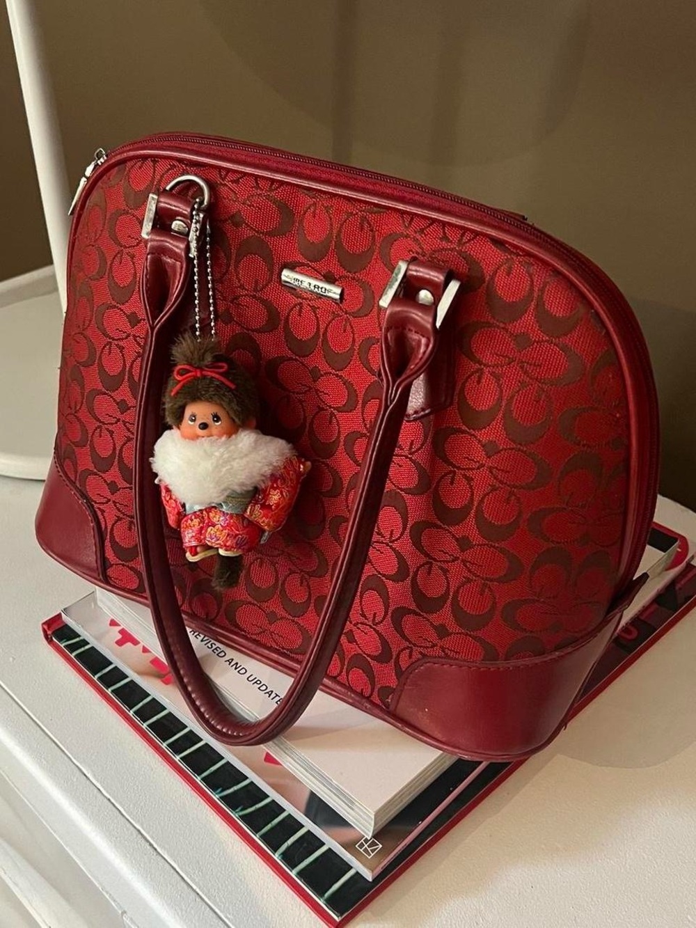 Vintage Red Monogram Purse Bag - Picture 2 of 8